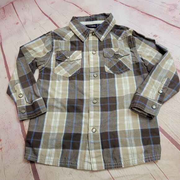 Authentic Graphite plaid buttondown shirt 4T - Picture 1 of 4